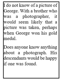 Plea for a picture of George